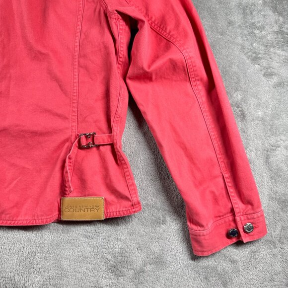 Jones New York Country Red Denim Jacket Women’s L Cotton Button Front - Picture 9 of 16